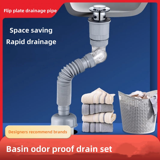 Bathroom sink, washbasin drain pipe, odor proof drain pipe, complete set of accessories, universal anti blocking